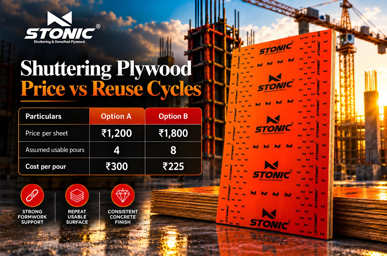 Shuttering Plywood Price vs Reuse Cycles